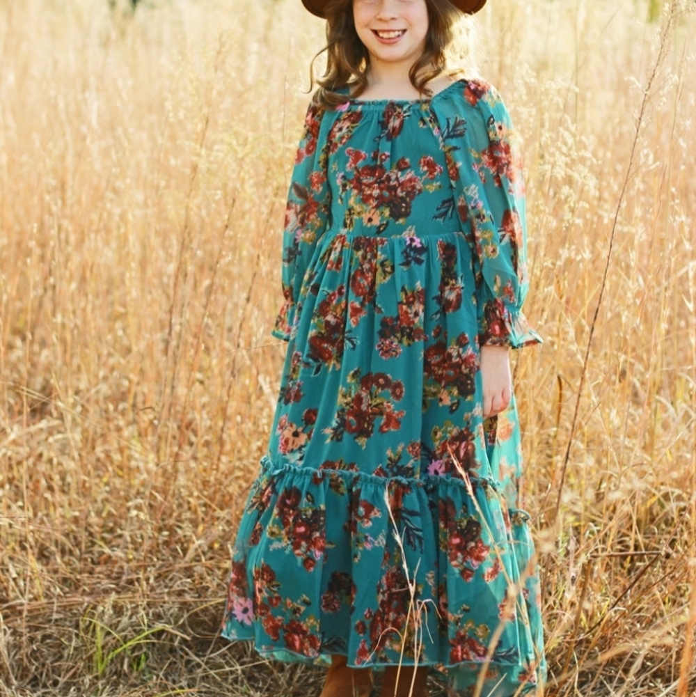 NWT | Joyfolie | Navy and Brown Floral Dress | 3-4T